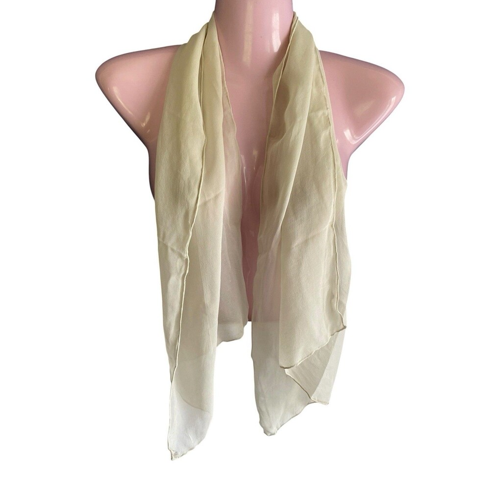 Vintage Vera Neumann Scarf  Silk Beige Oblong Sheer MCM Japan Hand Rolled Hem